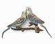 Two 2 ANTIQUE Austrian Cold Painted BRONZE Budgerigars Parakeets on a Branch OLD