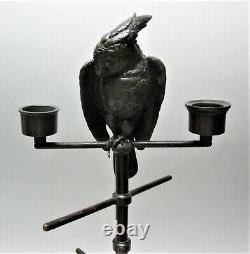 Unique ANTIQUE AUSTRIAN BRONZE of Parrot Sculpture Watch/Jewelry Stand c. 1920