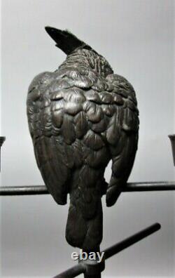 Unique ANTIQUE AUSTRIAN BRONZE of Parrot Sculpture Watch/Jewelry Stand c. 1920