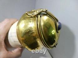 Unusual Austrian Or German Jugendstil Jewelled Brass Capped Powder Horn
