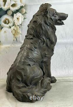Vienna Austrian Bronze dog collie sitting art deco nouveau european hand paint