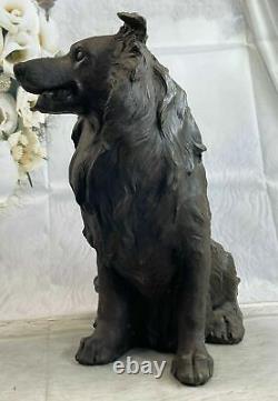 Vienna Austrian Bronze dog collie sitting nouveau European hand painted Deco Art