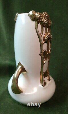 Vintage Organic Art Nouveau Austria Pottery Amphora Vase Signed Julius Dressler