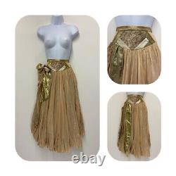 Vintage Skirt Size 8 Long Gold Floaty Bow Art Nouveau 1920s Style Glamorous