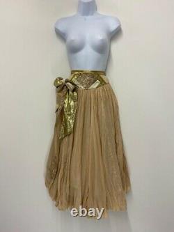 Vintage Skirt Size 8 Long Gold Floaty Bow Art Nouveau 1920s Style Glamorous M6