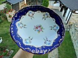 XIX th. Austrian Alt Wien Cobalt Blue Gold Flowers Porcelain Centerpiece bowl