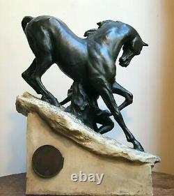 XLarge 24.5 Goldscheider style Viennese Figurine ceramic Art Nouveau bronze